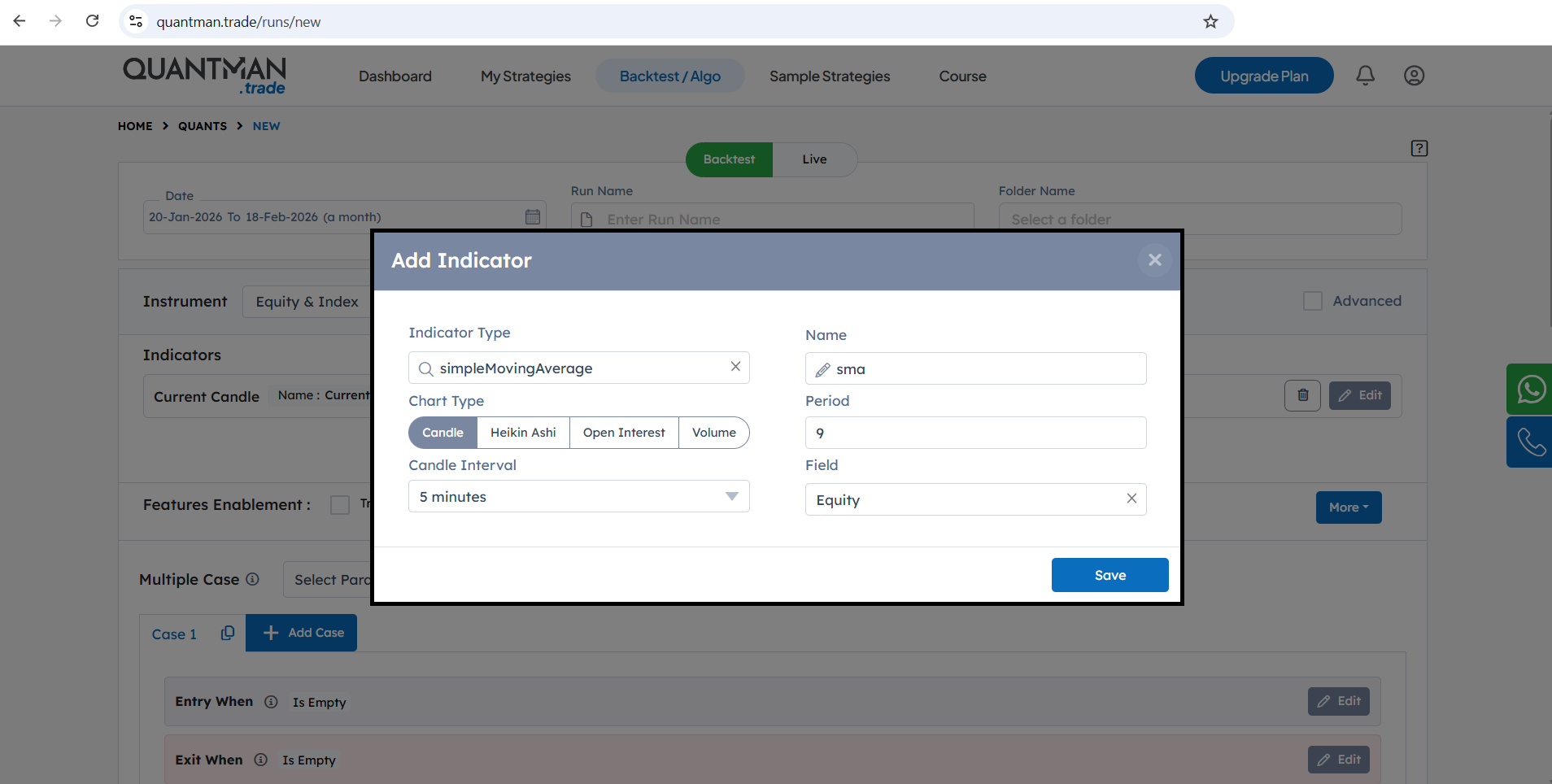 Indicators inside QuantMan Strategy Builder